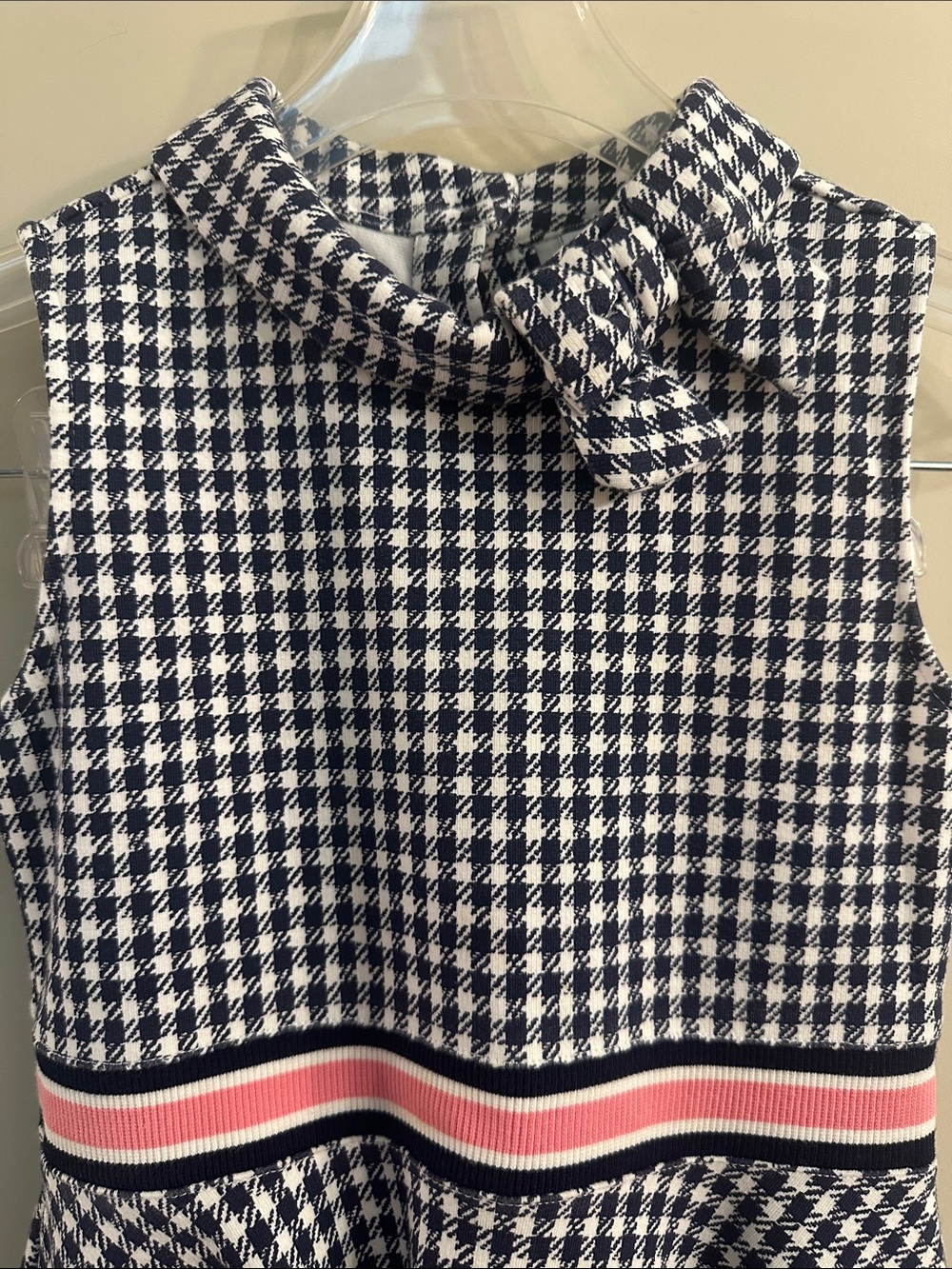 Janie and Jack Girls' Navy & White Houndstooth Fit-and-Flare Dress - Size 7 - Picture 4 of 7